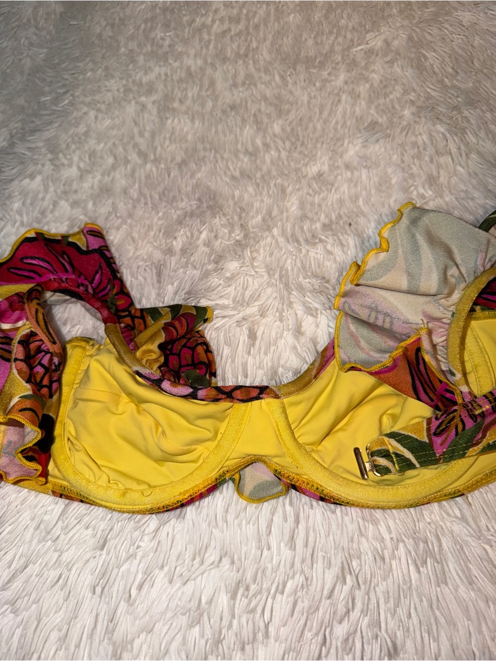 FARM Rio Yellow Multi Tropical Ruffle Bikini - Picture 3 of 6